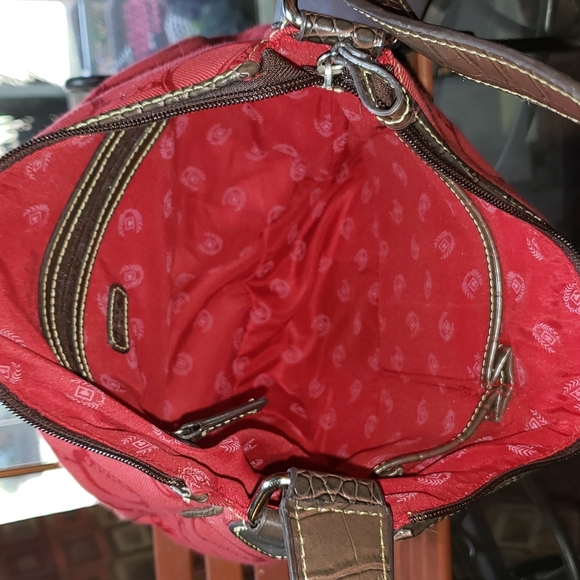 FF ๐๐ค๐ CHAPS EST 1974 RED BROWN HANDBAG PURSE SATCHEL SHOULDER BAG - Picture 8 of 10